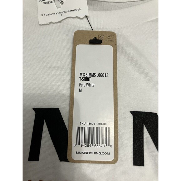 Men’s Simms Fishing Size M Logo Long Sleeve LS Pure White T Shirt NWT - Picture 2 of 4